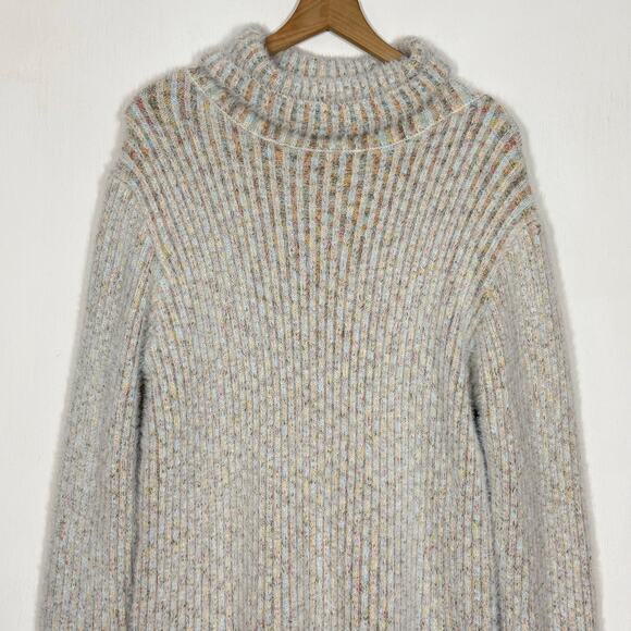 Lulus Sweet Whispers Sweater Dress Med Ivory Turtleneck Soft Cozy Eyelash Knit - Picture 4 of 11